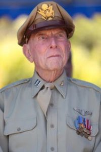 Retired U.S. Army Air Corps Capt. Jerry Yellin attends the 71st Commemoration of the Battle of Iwo Jima at Iwo To, Japan, March 19, 2016. The Iwo Jima Reunion of Honor is an opportunity for Japanese and U.S. veterans and their families, dignitaries, leaders and service members from both nations to honor the battle while recognizing 71 years of peace and prosperity in the U.S. – Japanese alliance. (U.S. Marine Corps photo by MCIPAC Combat Camera Lance Cpl. Juan Esqueda / Released)